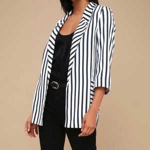Striped Oversized Satin Blazer